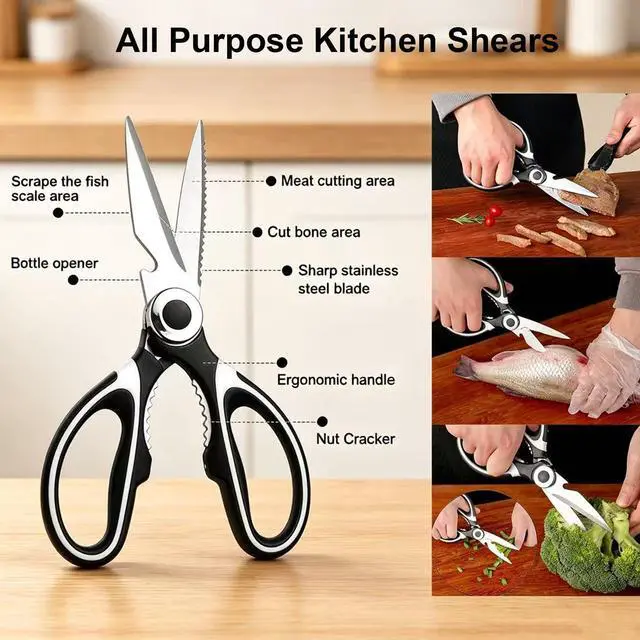 Alt view image 4 of 7 - Kitchen Scissors 2 Pack Heavy Duty Stainless Steel All Purpose Sharp Scissors Cooking Shears for Cutting Meat, Food, Fish, Poultry and Seafood