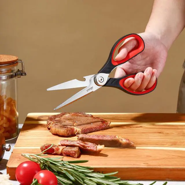 Alt view image 2 of 7 - 8.5 Inch Kitchen Scissors Heavy Duty Food Shears | Multipurpose Serrated Blade Kitchen Shears with Nut Cracker and Bottle Opener for Cutting Food, Fish and Cooking Preparation