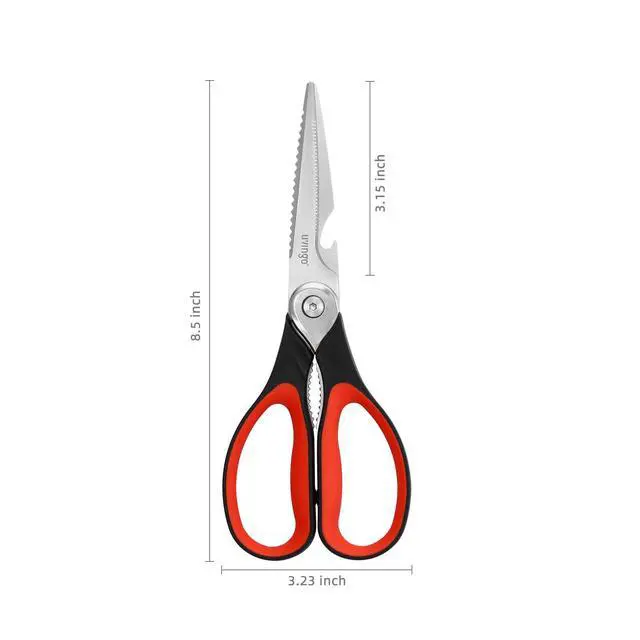 Alt view image 3 of 7 - 8.5 Inch Kitchen Scissors Heavy Duty Food Shears | Multipurpose Serrated Blade Kitchen Shears with Nut Cracker and Bottle Opener for Cutting Food, Fish and Cooking Preparation
