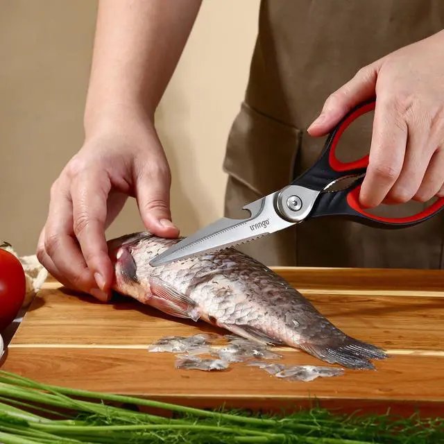 Alt view image 7 of 7 - 8.5 Inch Kitchen Scissors Heavy Duty Food Shears | Multipurpose Serrated Blade Kitchen Shears with Nut Cracker and Bottle Opener for Cutting Food, Fish and Cooking Preparation