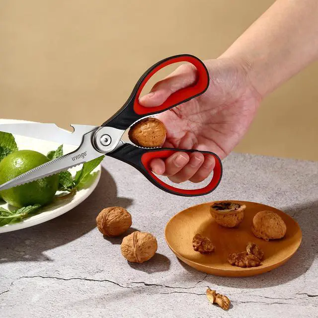 Alt view image 6 of 7 - 8.5 Inch Kitchen Scissors Heavy Duty Food Shears | Multipurpose Serrated Blade Kitchen Shears with Nut Cracker and Bottle Opener for Cutting Food, Fish and Cooking Preparation