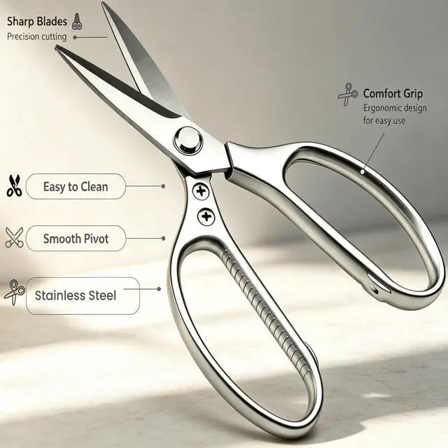 Alt view image 6 of 7 - Kitchen Shears Heavy Duty 8.5", Multipurpose Food Scissors for Meat Chicken | Detachable Design for Easy Cleaning, Dishwasher Safe, Non-Slip Comfort Grip, for Meat Chicken Vegetables Seafood & Herbs