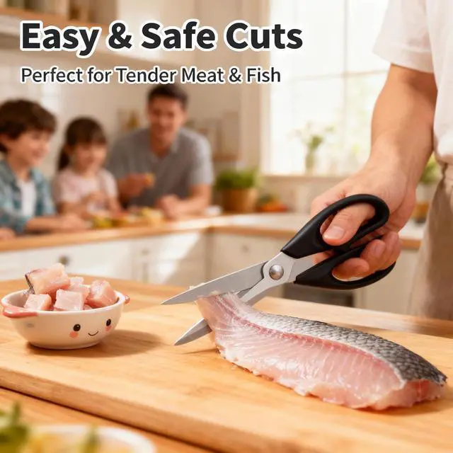 Alt view image 5 of 6 - Multipurpose Kitchen Shears, 8.7" Professional Heavy-Duty Scissors, Dishwasher Safe, Rust-Resistant Stainless Steel, Ergonomic Soft Grip Handles for Cooking and Home Use