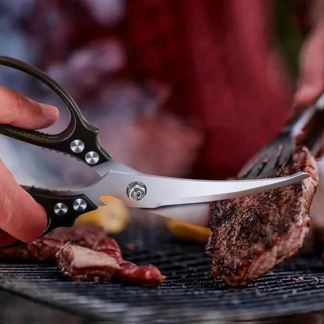 Alt view image 6 of 7 - 10.5" Kitchen Scissors Poultry Shears, Stainless Steel | Micro-Serrated Edge \| Aviation Aluminum Handle \| Heavy Duty Scissors for Chicken, Bone, Fish & BBQ