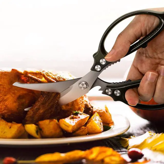 Alt view image 5 of 7 - 10.5" Kitchen Scissors Poultry Shears, Stainless Steel | Micro-Serrated Edge \| Aviation Aluminum Handle \| Heavy Duty Scissors for Chicken, Bone, Fish & BBQ