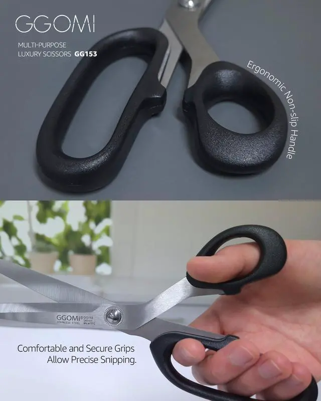 Alt view image 5 of 7 - 2.2T Stainless Blade Kitchen Scissors - 9.6in x 1Pack | Korean Style Sharp Heavy Duty All Purpose Kitchen Shears for Cooking Food | Barbecue Kalbi Rib Meat Cutting Dishwasher Safe (GG153, Black)