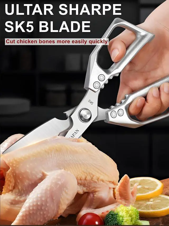 Alt view image 2 of 4 - Kitchen Scissors, All PurposeUltra Sharp Meat ScissorsHeavy Duty Silver Cooking ScissorDishwash Safe Stainless Steel Kitchen Shears for Food, Chicken Bones, Turkey
