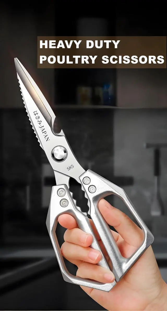 Alt view image 3 of 4 - Kitchen Scissors, All PurposeUltra Sharp Meat ScissorsHeavy Duty Silver Cooking ScissorDishwash Safe Stainless Steel Kitchen Shears for Food, Chicken Bones, Turkey