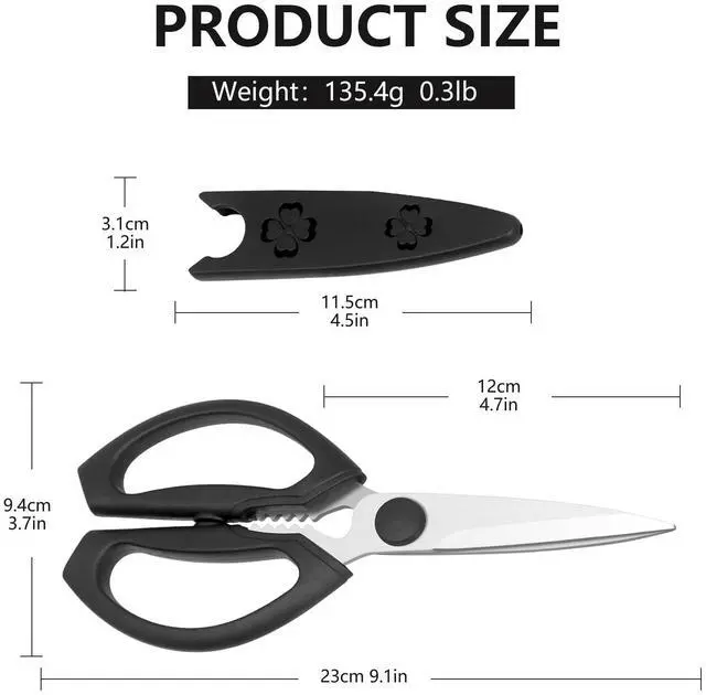 Alt view image 3 of 7 - Kitchen Scissors, Heavy Duty Kitchen Shears with Sharp Stainless Steel Blades, Dishwasher Safe Cooking Scissors for Cutting Meat, Fish, Vegetables, Black