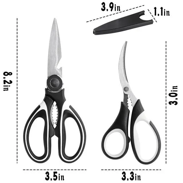 Alt view image 2 of 7 - Kitchen Scissors Set of 2,Stainless Steel Kitchen Shears with Protective Sheath,Poultry Shears Scissors for Food Fish Meat
