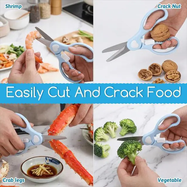 Alt view image 4 of 7 - Kitchen Shears with Protective Sheath, Stainless Steel 6.5 Inch | all purpose, portable durable safety, premium cooking scissors, dishwasher safe, baby food, cutting meats noodle vegetable