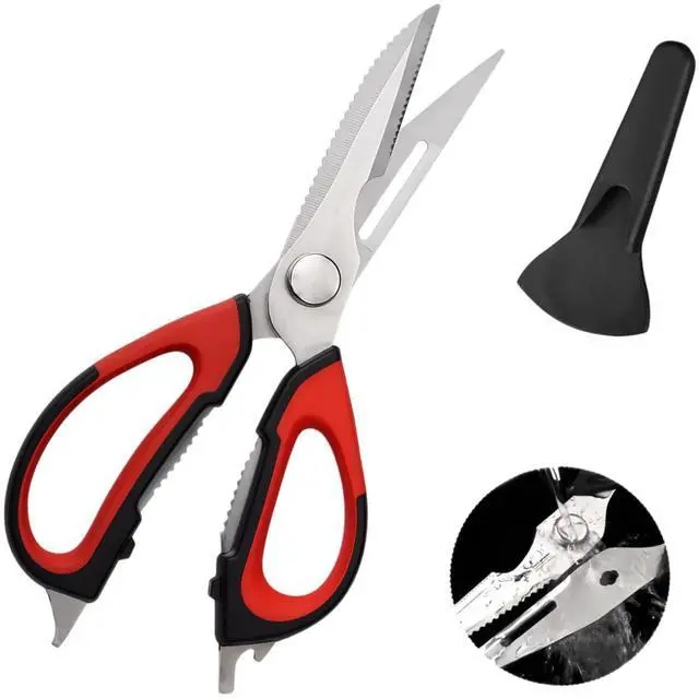 Main image of Kitchen Scissors, All Purpose Kitchen Shears Reddish Black Detachable for Cleaning with Protective Sheath, kitchen Scissors for Food Durable Stainless Steel
