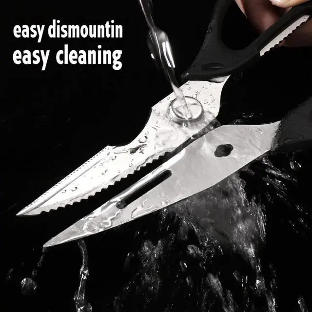 Alt view image 2 of 7 - Kitchen Scissors, All Purpose Kitchen Shears Reddish Black Detachable for Cleaning with Protective Sheath, kitchen Scissors for Food Durable Stainless Steel