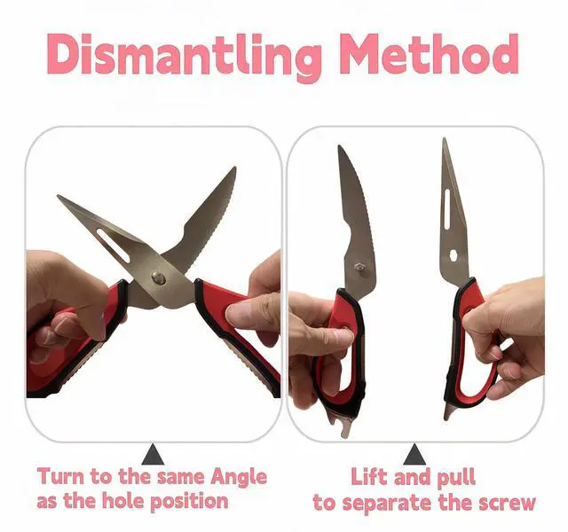 Alt view image 3 of 7 - Kitchen Scissors, All Purpose Kitchen Shears Reddish Black Detachable for Cleaning with Protective Sheath, kitchen Scissors for Food Durable Stainless Steel