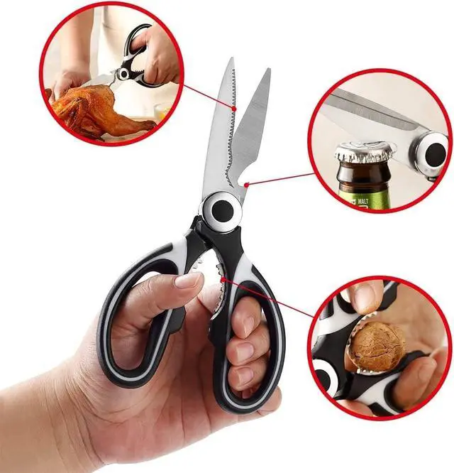Alt view image 3 of 4 - Kitchen Scissors All Purpose Heavy Duty, Stainless Steel Cooking Utensils Gadgets, Meat Poultry Food Shears Dishwasher Safe Utility Tools Home Gift,