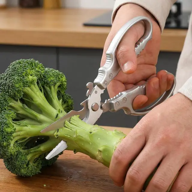 Alt view image 3 of 7 - Vexrythm Heavy Duty Poultry Shears - Effortlessly Cut Chicken, Meat & Veggies with Non-Slip Handle, Safety Lock & Spring Loaded Design! Dishwasher Safe Kitchen Shears!