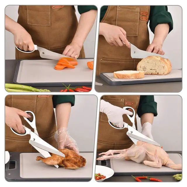 Alt view image 3 of 7 - Professional Kitchen Scissors for Food,Poultry Shears Heavy Duty with Serrated Edge,Detachable Meat Cutting Scissor for Chicken Bone And Turkey,Bread serrated knife Whit 1Pcs