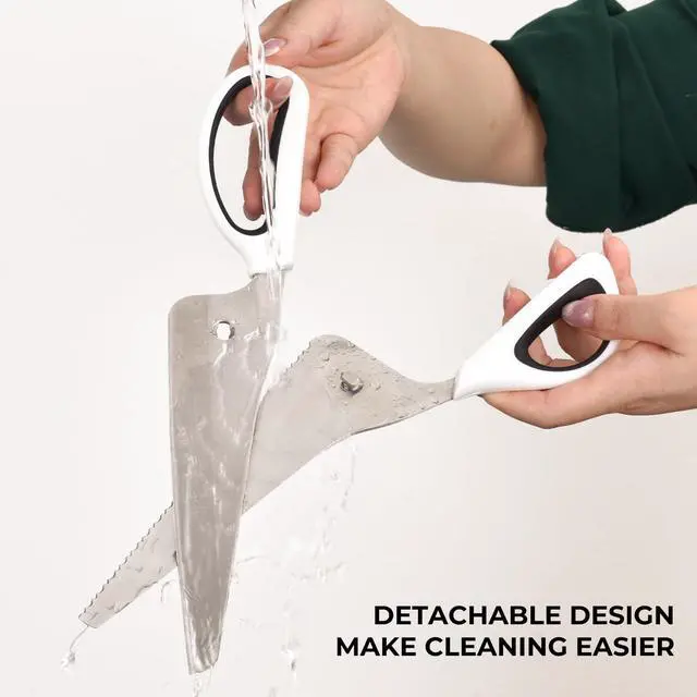 Alt view image 4 of 7 - Professional Kitchen Scissors for Food,Poultry Shears Heavy Duty with Serrated Edge,Detachable Meat Cutting Scissor for Chicken Bone And Turkey,Bread serrated knife Whit 1Pcs