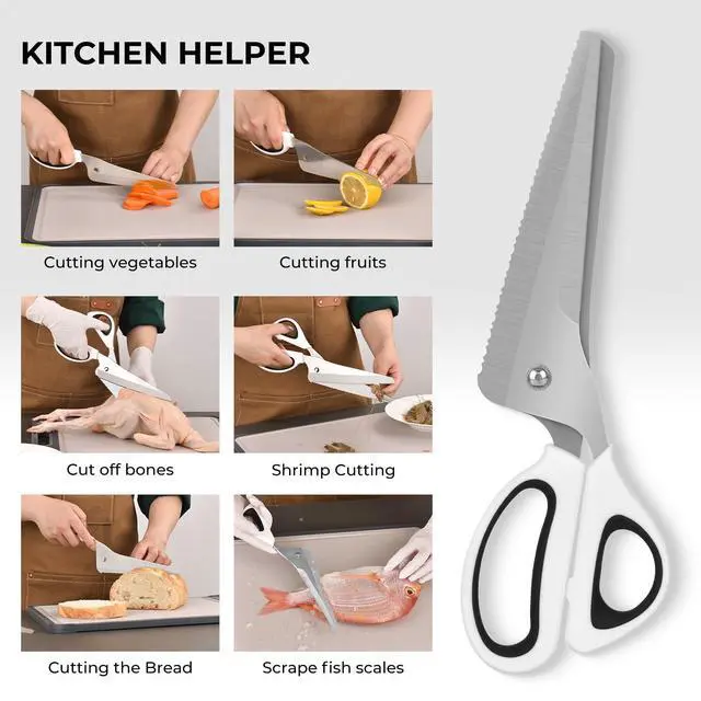 Alt view image 7 of 7 - Professional Kitchen Scissors for Food,Poultry Shears Heavy Duty with Serrated Edge,Detachable Meat Cutting Scissor for Chicken Bone And Turkey,Bread serrated knife Whit 1Pcs