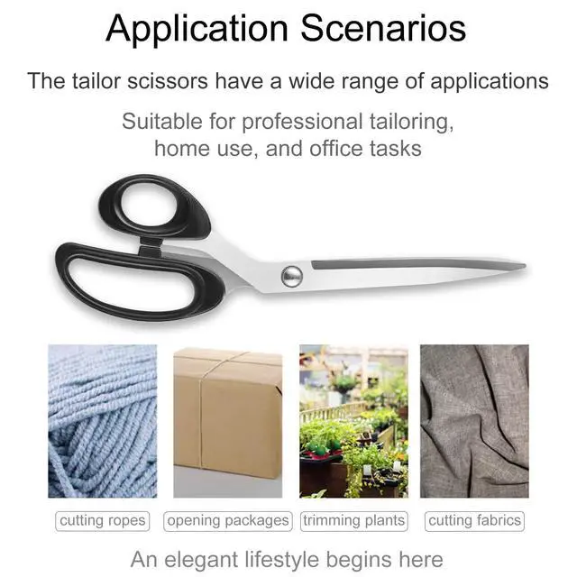 Alt view image 5 of 7 - 10-Inch All-Purpose Sharp Fabric Scissors - Heavy-Duty Stainless Steel Professional Shears for Cutting Clothes, Leather - Ideal for Tailor, Home, Office Use.
