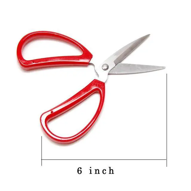 Alt view image 4 of 7 - Hometeq 6" Scissors Multi-Purpose Stainless Steel Sharp Scissors with Red Handle - Perfect for Cutting