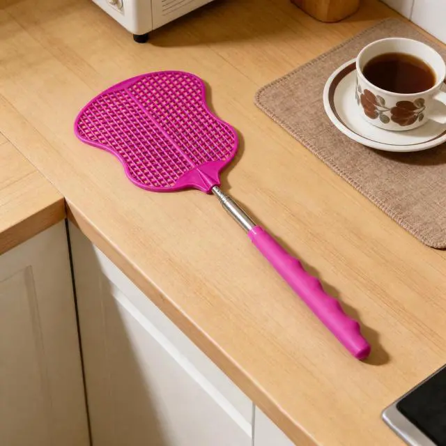 Alt view image 7 of 7 - Fly Swatter 2PCS Hot Pink | Durable Heavy Duty Plastic Fly Swatters Stainless Steel Telescopic FlySwatter for Indoors/Outdoor/Kitchen/Gardens