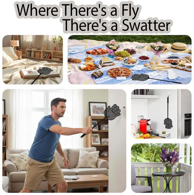 Alt view image 6 of 6 - Fly Swatter, Hand-Shaped Bug Swatter 3 Pack for Home Use | Flexible Material with Non-Slip Grip, Lightweight Design for Kitchen, Bedroom and Outdoor Spaces