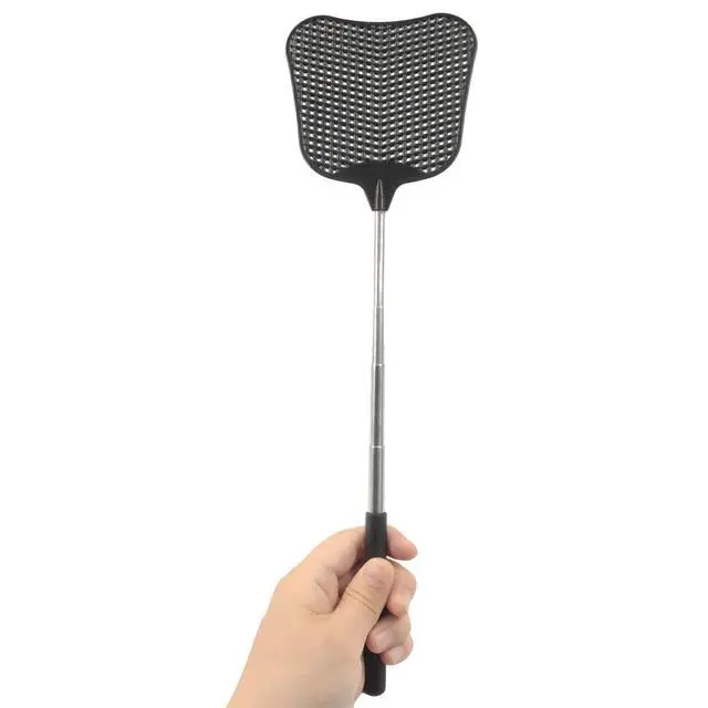 Alt view image 4 of 5 - 3 Pcs Telescopic Fly Swatter Black Red Green | Stainless Steel Handle, Large Plastic Paddle, Indoor Outdoor Use