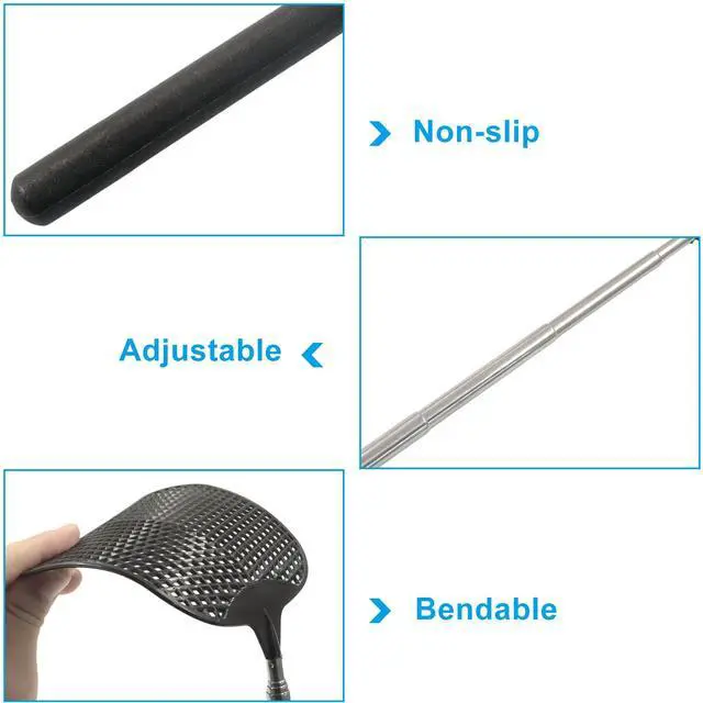 Alt view image 3 of 5 - 3 Pcs Telescopic Fly Swatter Black Red Green | Stainless Steel Handle, Large Plastic Paddle, Indoor Outdoor Use