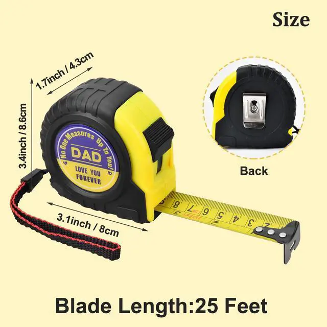 Alt view image 2 of 7 - Fathers Day Dad Gifts from Son Tape Measure 25ft Birthday Gifts for Husband | Stocking Stuffers for Dad Measuring Tape Measure 50ft Retractable from Son Kids Wife Engraved Digital Measurement Tape