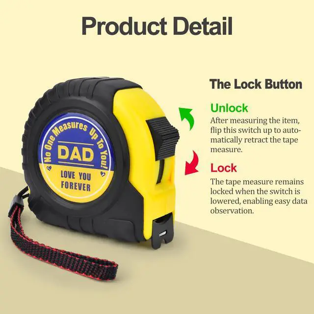 Alt view image 4 of 7 - Fathers Day Dad Gifts from Son Tape Measure 25ft Birthday Gifts for Husband | Stocking Stuffers for Dad Measuring Tape Measure 50ft Retractable from Son Kids Wife Engraved Digital Measurement Tape