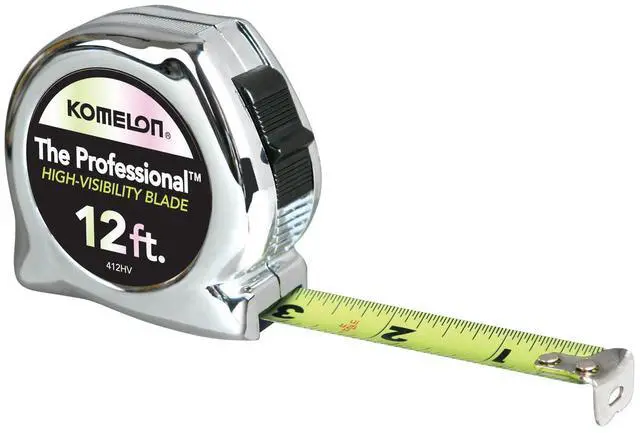Main image of 412HV High-Visibility Professional Tape Measure, 12-Feet by 5/8-Inch, Chrome, Yellow, 12ft - Blade