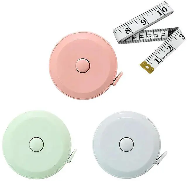 Main image of 3 Pack Tape Measures Retractable Measuring Tape for Body, 60-Inch 1.5 Meter Dual Sided Flexible Ruler for Craft Fabric Cloth Sewing Tailor Weight Loss Body Measuring Tape (Macaron Blue, Pink, Green)