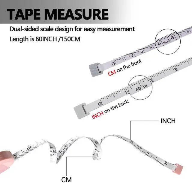 Alt view image 2 of 7 - 3 Pack Tape Measures Retractable Measuring Tape for Body, 60-Inch 1.5 Meter Dual Sided Flexible Ruler for Craft Fabric Cloth Sewing Tailor Weight Loss Body Measuring Tape (Macaron Blue, Pink, Green)