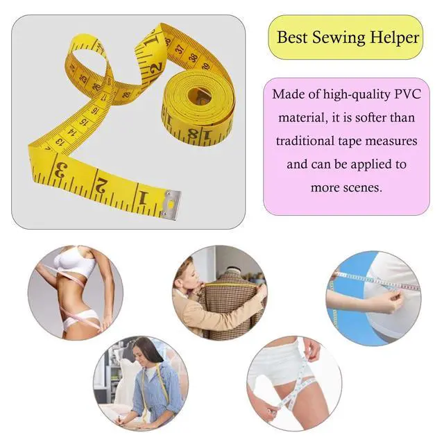 Alt view image 3 of 6 - Oboteny 2Pcs Tape Measure Measuring Tape for Body, 120-Inch Double Scale Sewing Flexible Ruler for Weight Loss Body Measurement Tailor Craft Vinyl Body Measurement Tape(White, Yellow)