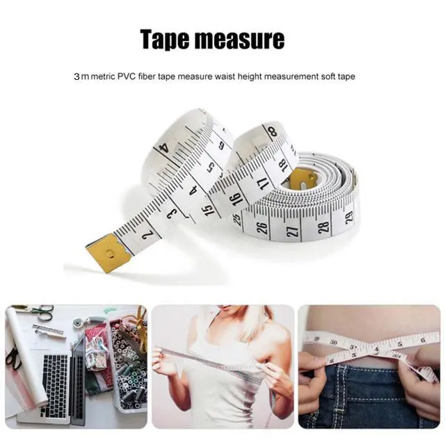 Alt view image 5 of 6 - Oboteny 2Pcs Tape Measure Measuring Tape for Body, 120-Inch Double Scale Sewing Flexible Ruler for Weight Loss Body Measurement Tailor Craft Vinyl Body Measurement Tape(White, Yellow)