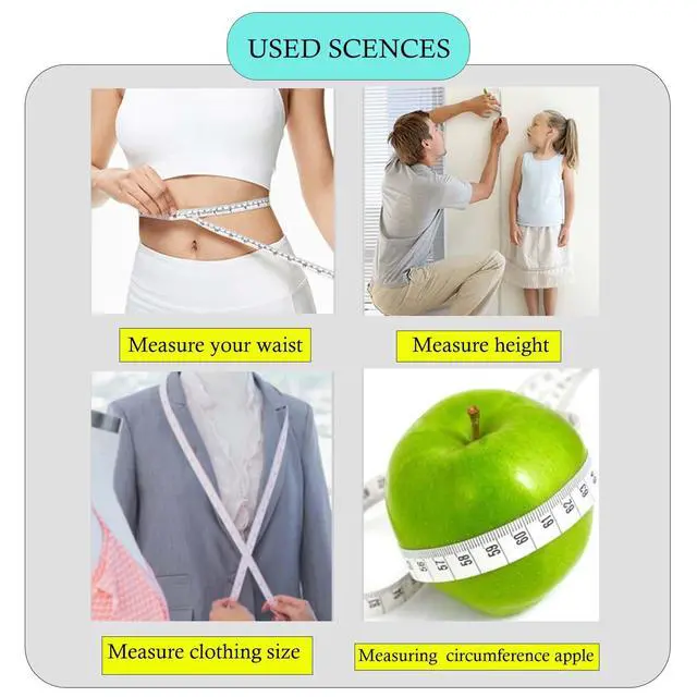 Alt view image 6 of 6 - Oboteny 2Pcs Tape Measure Measuring Tape for Body, 120-Inch Double Scale Sewing Flexible Ruler for Weight Loss Body Measurement Tailor Craft Vinyl Body Measurement Tape(White, Yellow)