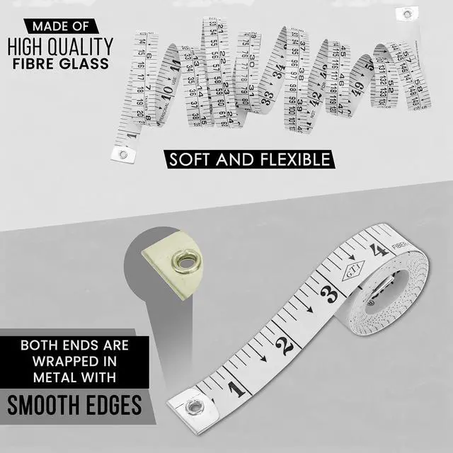Alt view image 3 of 7 - Flexible Tape Measure, Accurate Dual Scale Standard & Metric Measurements Tape,Soft Measuring Tape for Body, Weight Loss Sewing Tailor Craft Ruler,Blue,150cm/60 inch (White / 2 Pack)