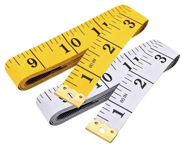 Main image of Soft Tape Pack of 2 Measure Dual Scale Standard & Metric Measurements Tape Scale Body Measuring Tape for Weight Loss Tailor Craft Ruler 60 Inches (White+Yellow)