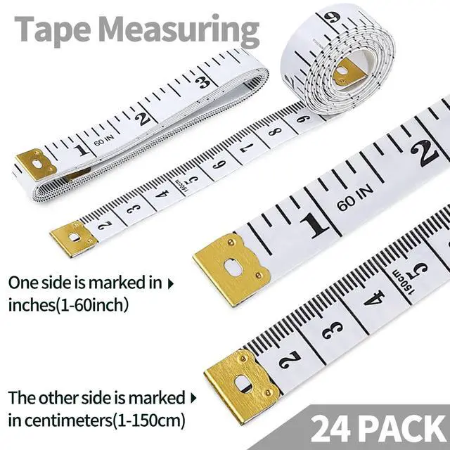 Alt view image 2 of 7 - 24 Pcs Double-Scale 60-Inch/150cm Soft Tape Measure Ruler Bulk for Sewing Tailor Cloth Weight Loss Medical Body Measurement Sewing Supplies Knitting Projects - 6 Colors