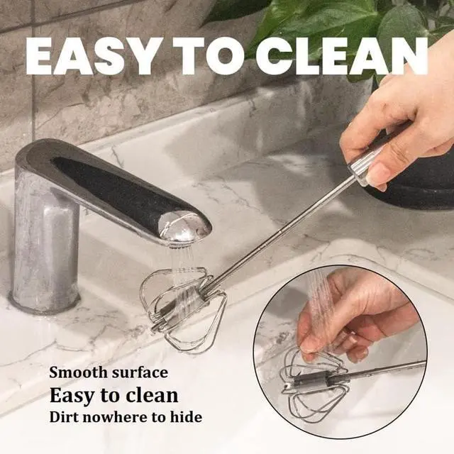 Alt view image 7 of 7 - Stainless Steel Semi-Automatic Easy Whisk Handheld Mixer Hand Push Rotary Whisk Blender Egg Beater Hand Push Mixer Stirrer Egg Scrambler for Blending, Whisking, Frothing, Beating & Stirring, 10Inch