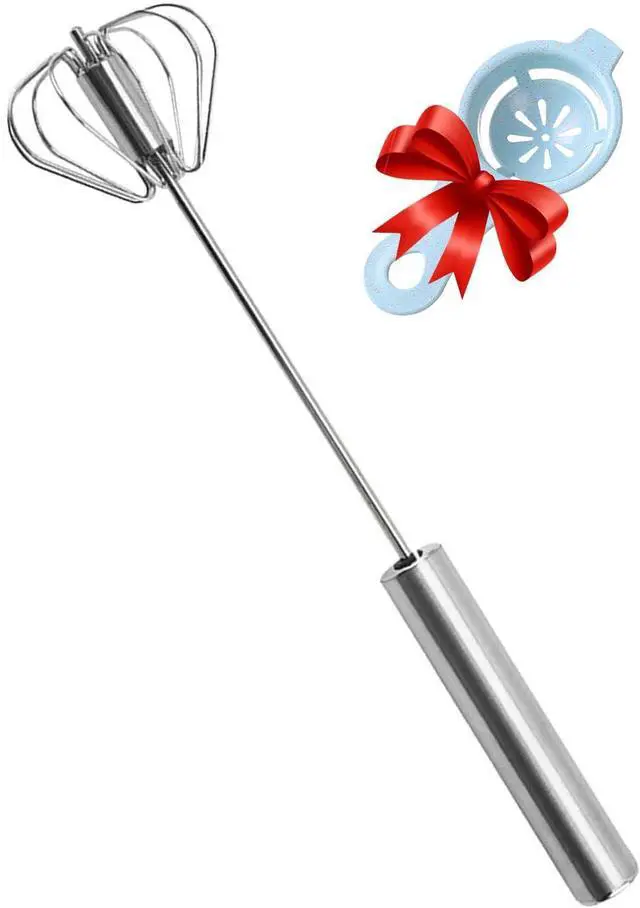Main image of Semi-automatic Whisk, Stainless Steel Egg Beater, Hand Push Rotary Whisks Mixer Stirrer for Making Cream, Whisking, Beating and Stirring (12Inch)