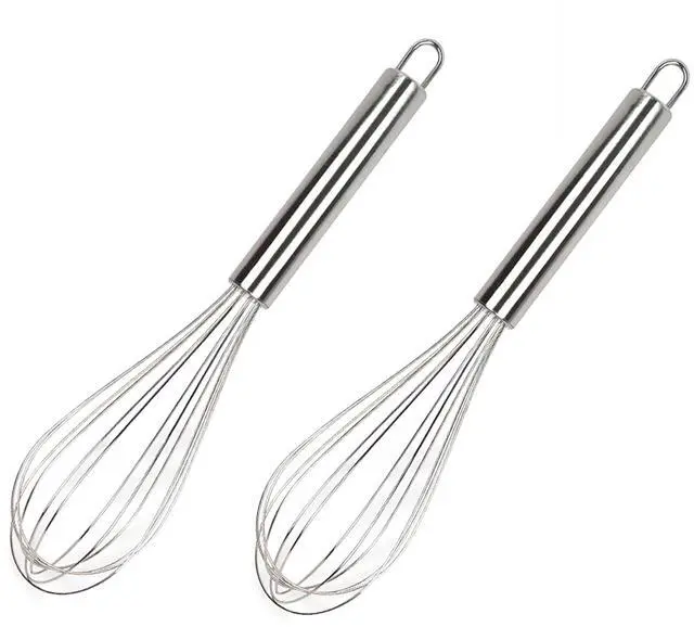Main image of Manual Egg Whisk, 2 Pcs 6 Inch Long Stainless Steel Egg Beater for Bread, Cake and Cooking (6 inch)