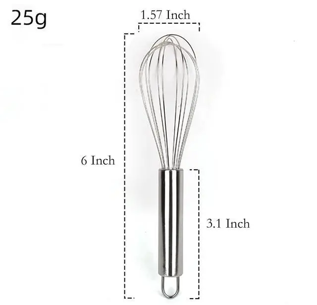 Alt view image 2 of 4 - Manual Egg Whisk, 2 Pcs 6 Inch Long Stainless Steel Egg Beater for Bread, Cake and Cooking (6 inch)
