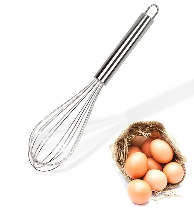 Alt view image 4 of 4 - Manual Egg Whisk, 2 Pcs 6 Inch Long Stainless Steel Egg Beater for Bread, Cake and Cooking (6 inch)