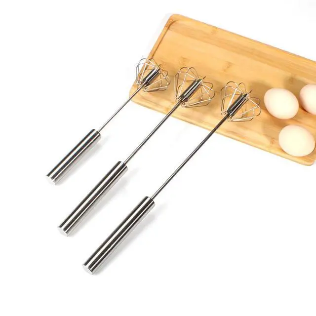 Alt view image 3 of 7 - Upgraded Manual Stainless Steel Hand Whisk Semi-Automatic Egg Beater and Mixing Tool for Effortless Whisking, Scrambling, Stirring, and Blending in Baking and Cooking Tasks (12 in)