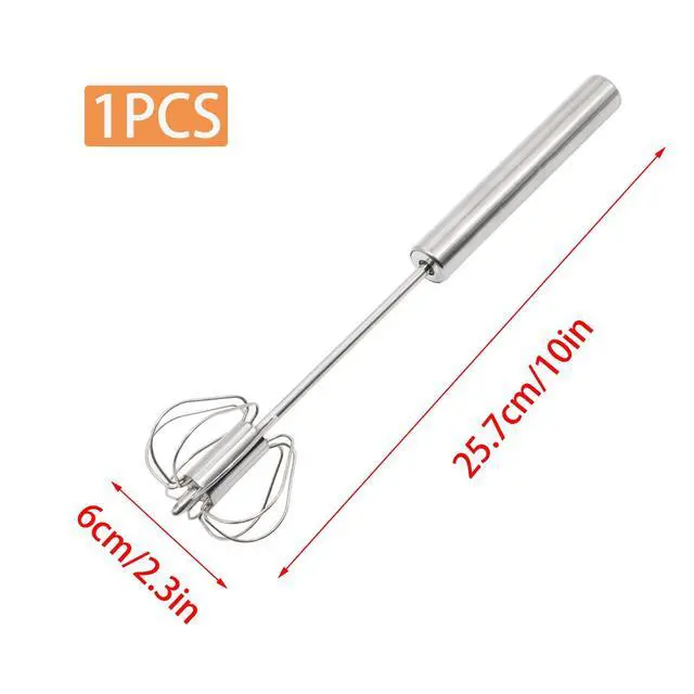 Alt view image 2 of 5 - 10 Inch Hand Push Whisk Easy Egg Whisker Stainless Steel Rotary Whisk Blender