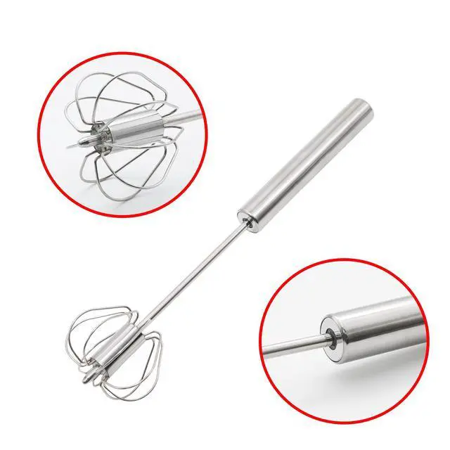 Alt view image 3 of 5 - 10 Inch Hand Push Whisk Easy Egg Whisker Stainless Steel Rotary Whisk Blender
