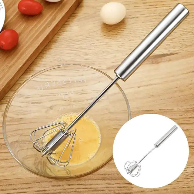 Alt view image 5 of 5 - 10 Inch Hand Push Whisk Easy Egg Whisker Stainless Steel Rotary Whisk Blender