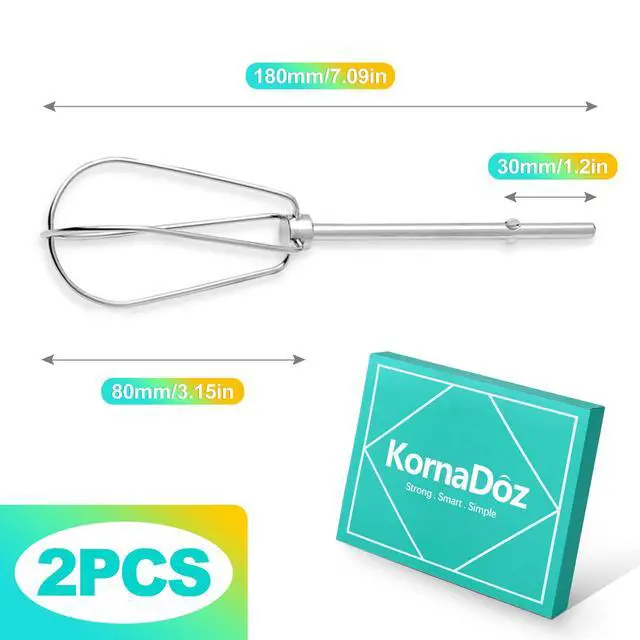 Alt view image 2 of 6 - 2 Pack Heavy Duty Stainless Steel Hand Mixer Beaters, Replacement Attachments for 9-Speed Electric Handheld Mixers, Turbo Whisk Accessories for Baking, Cooking & Whipping Cream